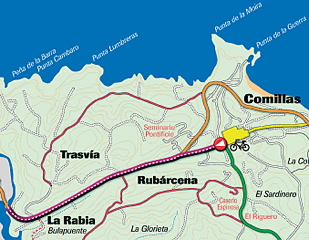 Route 2: Cycle path from Comillas to La Rabia