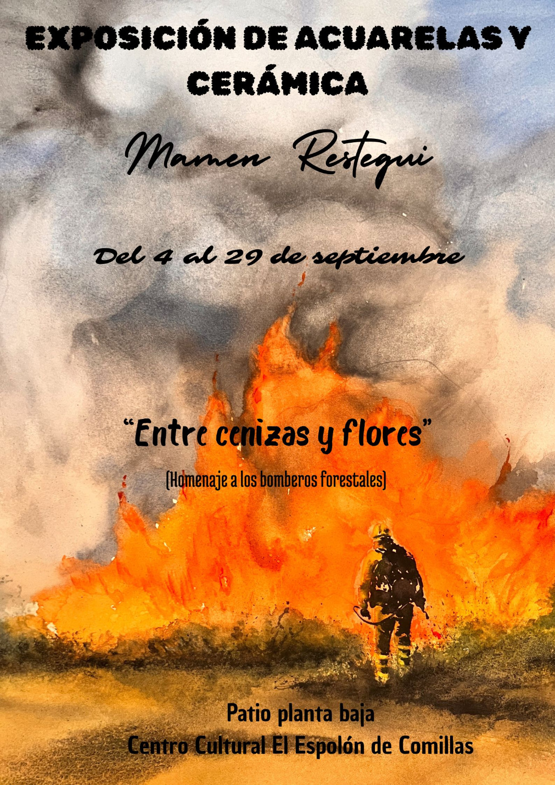 EXPOSICIÓN DE ACUARELAS Y CERÁMICAS ENTRE CENIZAS Y FLORES